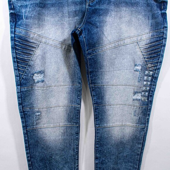 SouthPole Bleached Moto Jeans 48 x 34 Y2K Streetwear Hip Hop Skate - Picture 2 of 8